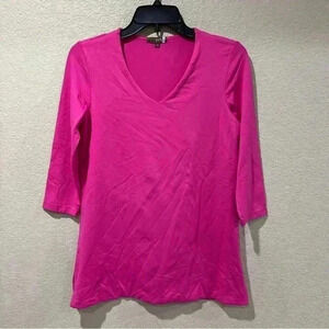 JudyP Judy P V-Neck 3/4 Sleeve Top Shirt Pink Shirt Women’s Size XS $93